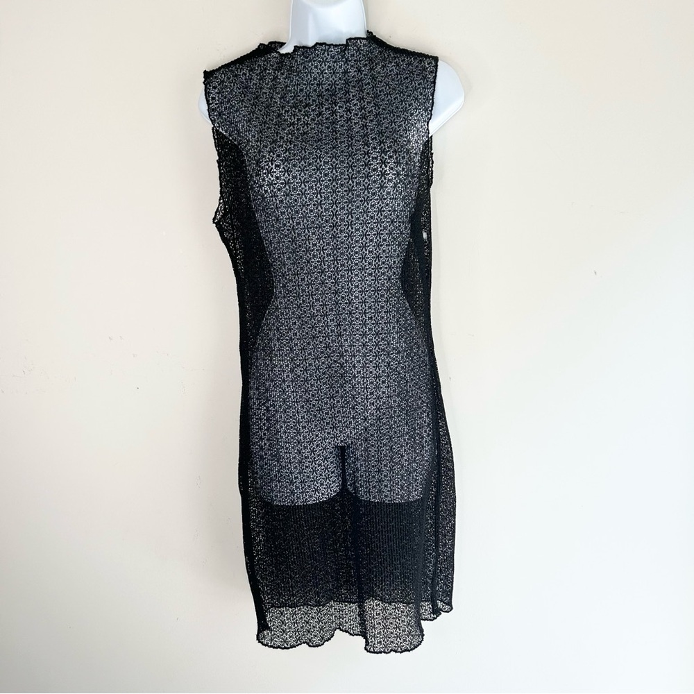 KEEPSAKE Womens Beach Cover Up Knit Mini Dress Black Medium festival boho chic - Picture 15 of 15